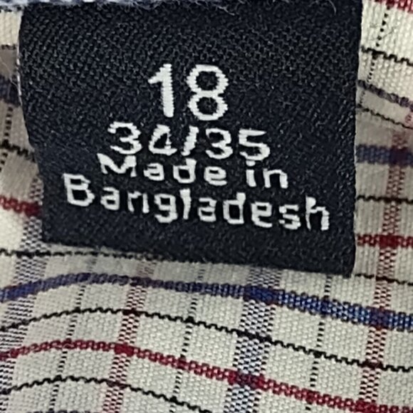 Nautica Classic Fit 100% Cotton Checkered Button Down Long Sleeve Shirt Size 18 - Picture 13 of 13